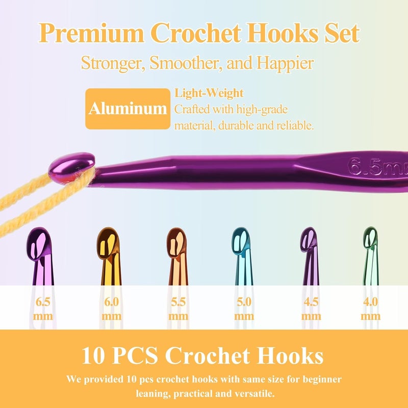 Aeelike 10pcs Size US7 / 4.5mm Crochet Hooks,Aluminum Crochet Needles and 30pcs Stitch Markers for Beginner and Advanced, Crocheter Hook Set for Learning How to Crochet - Image 2